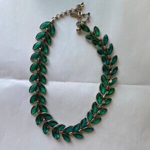 1950s Vintage Crown Trifari Emerald Green Leaf/Vine Necklace